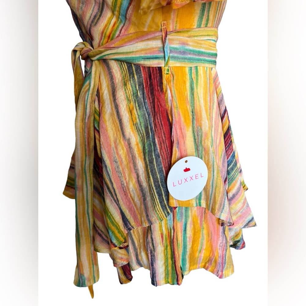 NWT Luxxel Stripped Print Ruffle Romper Small Dress Juniors LR 5795 - Picture 7 of 14